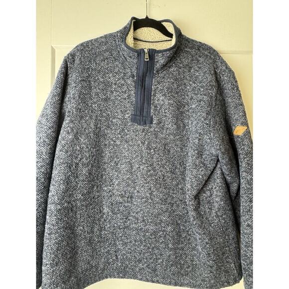Orvis Pullover Sweater Jacket Blue Sherpa Lined Fleece Men’s Size Large Warm - Picture 9 of 13